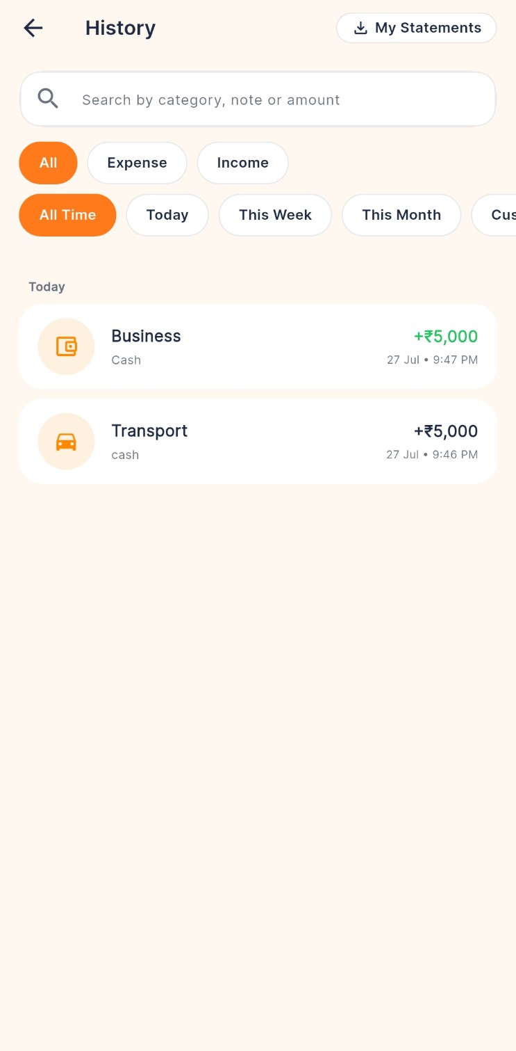 Budgetics profile screen